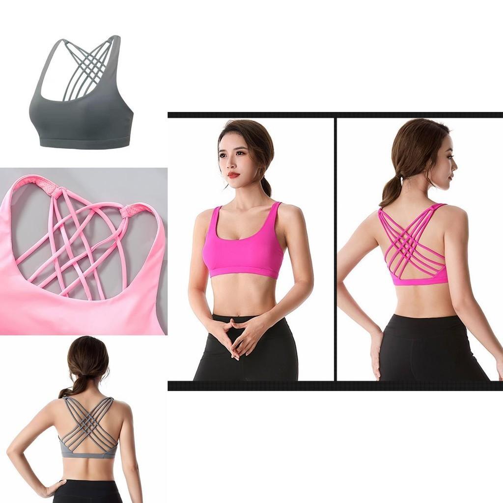 Damen Komfortabel Gepolsterter Sport-BH-Westen mit Kreuzrücken für Fitnessstudio, Fitness und Yoga