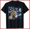 Donkey Van Gogh Style Starry Night Black Cotton T-Shirt S-5XL