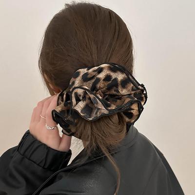 Retro Leopard Print Elastisches Haarband im koreanischen Stil mit Dutt- und Pferdeschwanz-Accessoire