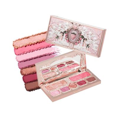 Flower Knows Strawberry Cupid Makeup Palette,Pink Face Makeup with 5 Matte + 2 Shimmer Shades,Blendable Smooth Cute All- In-One Make Up Palette,0.49Oz