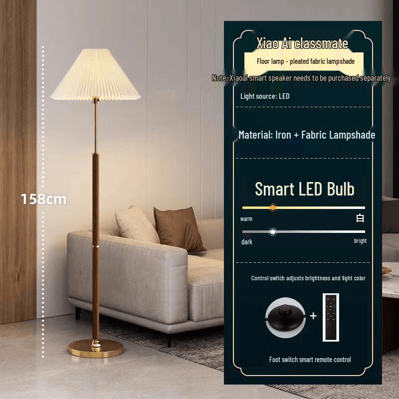 Nordic Retro Pleated Floor Lamp – Minimalist Living Room & Bedroom Decor, Warm Atmosphere Standing Light