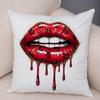 Bold Lip Art Pillowcase Double Print Leopard Pattern Cushion Cover Soft Plush Vibrant Design Pillow Case for Sofa Home Car