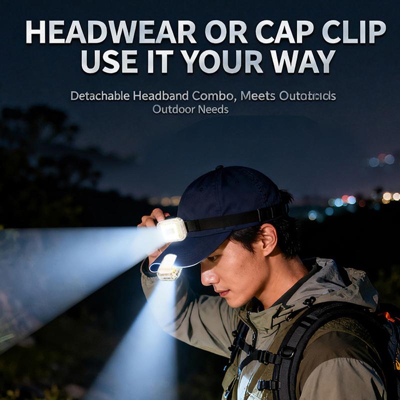 Mini Headlamp Rechargeable Running Light Clip On Mini Flashlight Portable Clothes Clip Light Headband Flashlight for Outdoor