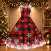 Women's Christmas Print Off-Shoulder Vintage Dress