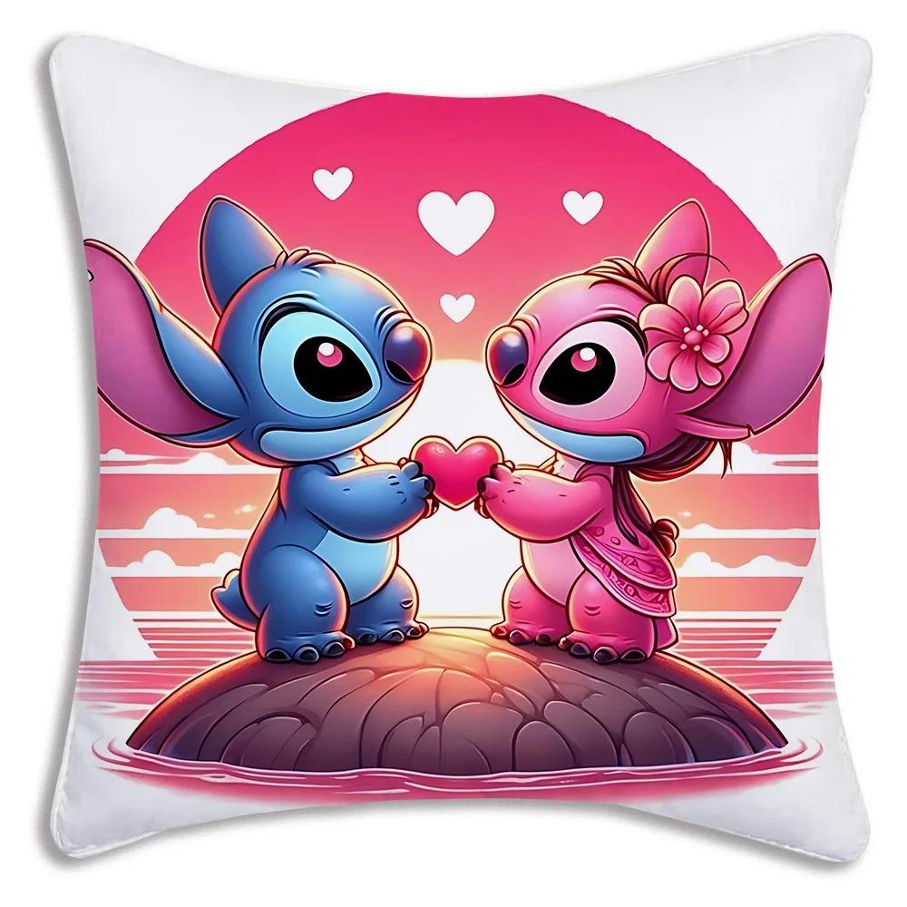 

Home Decor Lovable Stitch Cartoon Pattern Pillow Covers Pattern Cushion Cover Suitable For Sofa Bedroom Car Pillow Cover 24x24Inch