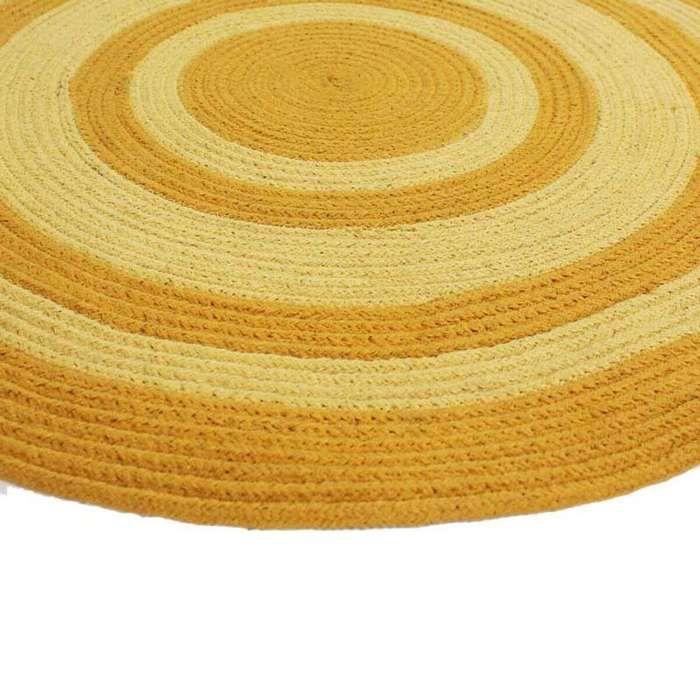 Tapis en coton effet cordage bi-colore jaune diam.70