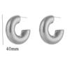 3 Sizes Exaggerated Chunky C Shape Stainless Steel Hoop Earrings for Women Glossy Thick Circle Polished Ear Jewelry
