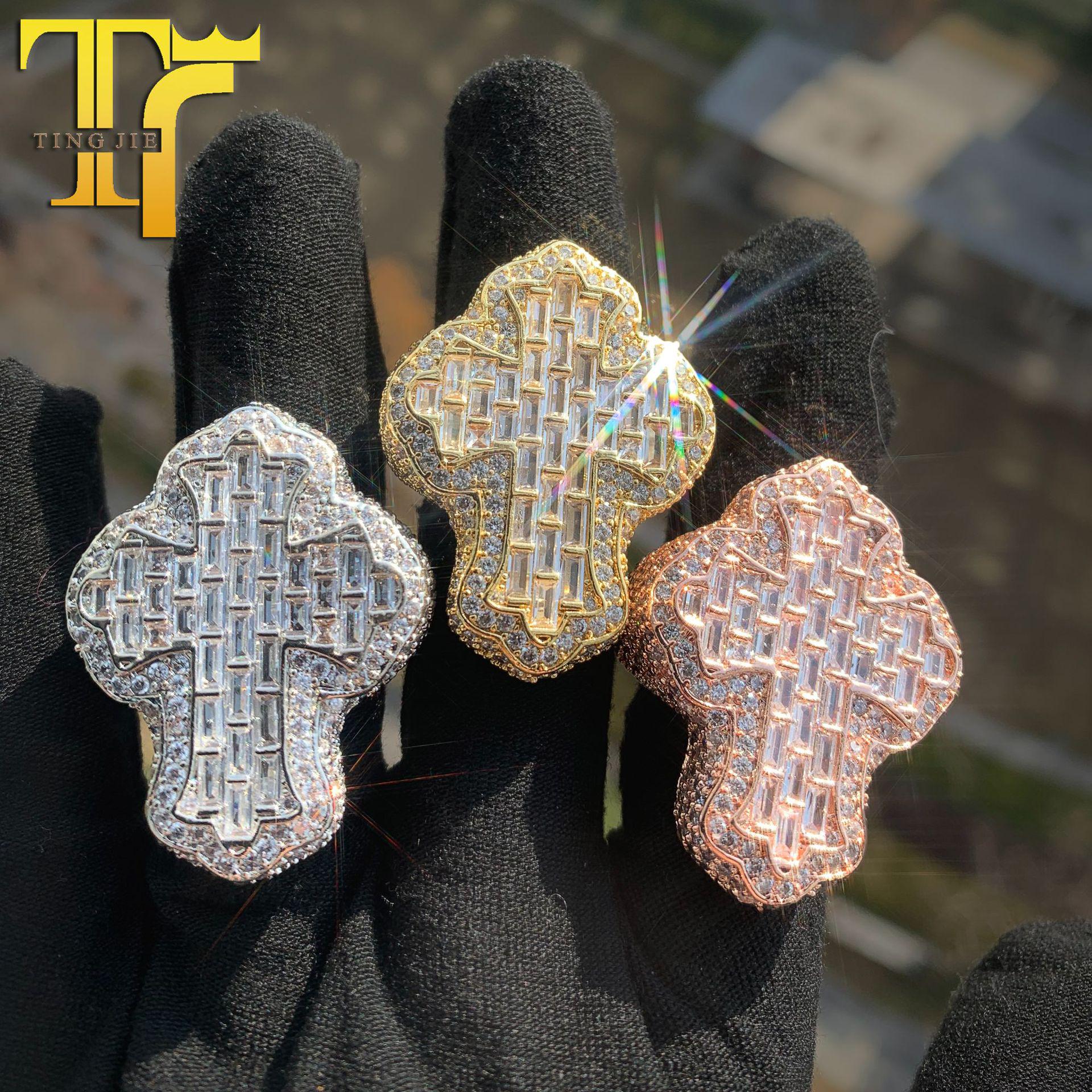 

Jay s New Trendy Zircon Cross Sugar Cube Ring: Stylish Hip-Hop Couple Accessory, Available Now Size 8 срібний