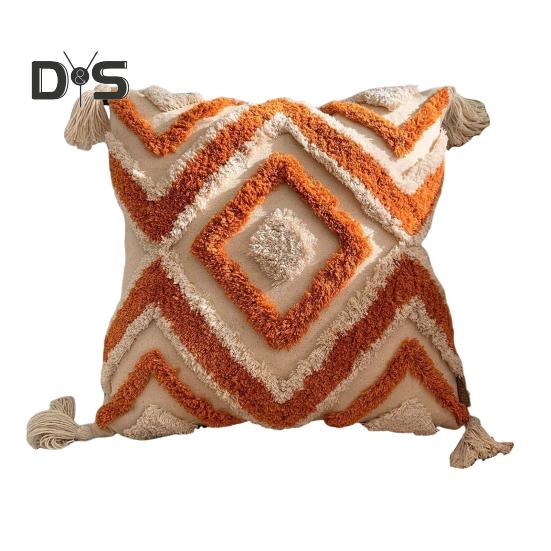 Vyšívaný povlak na polštář Všívaný povlak na polštářek se střapci Bavlněný lněný ozdobný povlak na polštář do auta na rozkládací pohovku