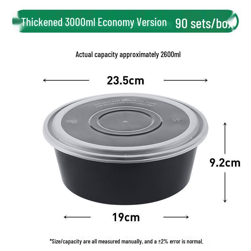 Black Round Disposable Food Containers: Thickened Soup and Fast Food Bowls