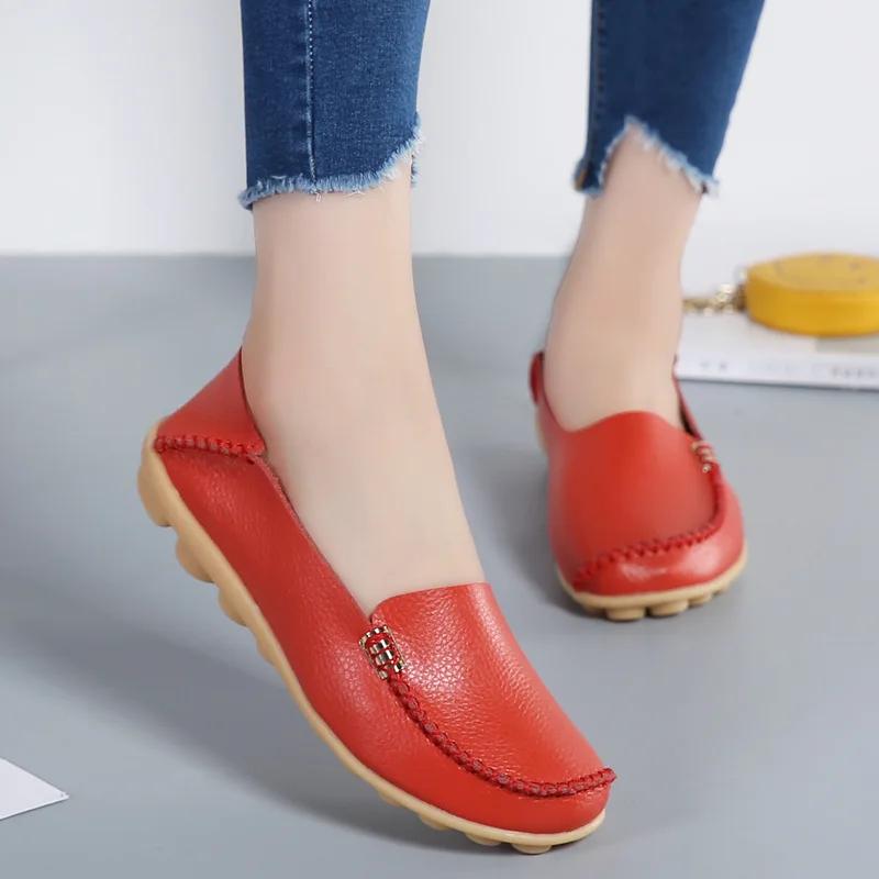 Flat Shoes Women Slip On Shoes for Women's Moccasins Genuine Leather Loafers Women Flats Ladies Shoes Plus Size Sapato Feminino