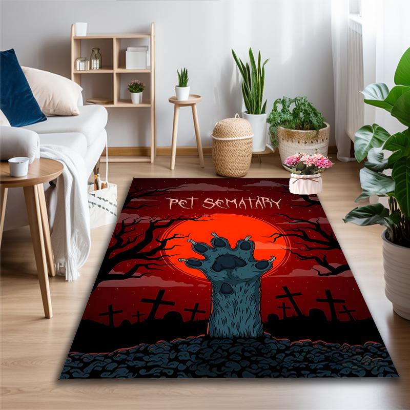 Red Dark Claw Carpet, Non-slip Office Chair Rug, Digital Print Home Area Rug, Unique Festival Decorations