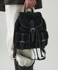 Drawfit Women Nube Double Pocket Suede Backpack [Black]