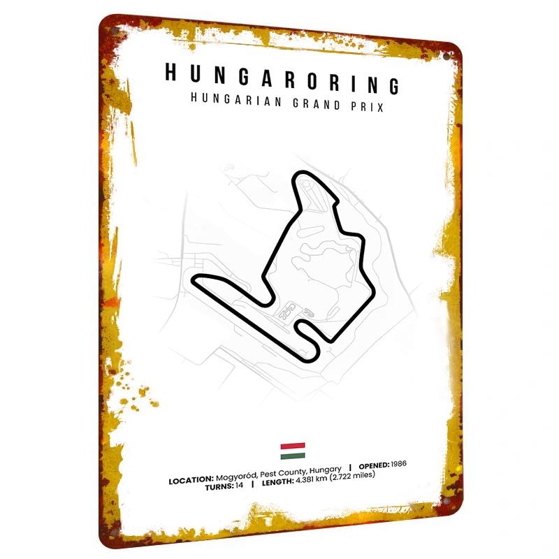 

Hungaroring Circuit Metal Wall Art Hungarian Grand Prix Track Decor for Racing Enthusiasts 20x30cm（7.8x11.8inch）