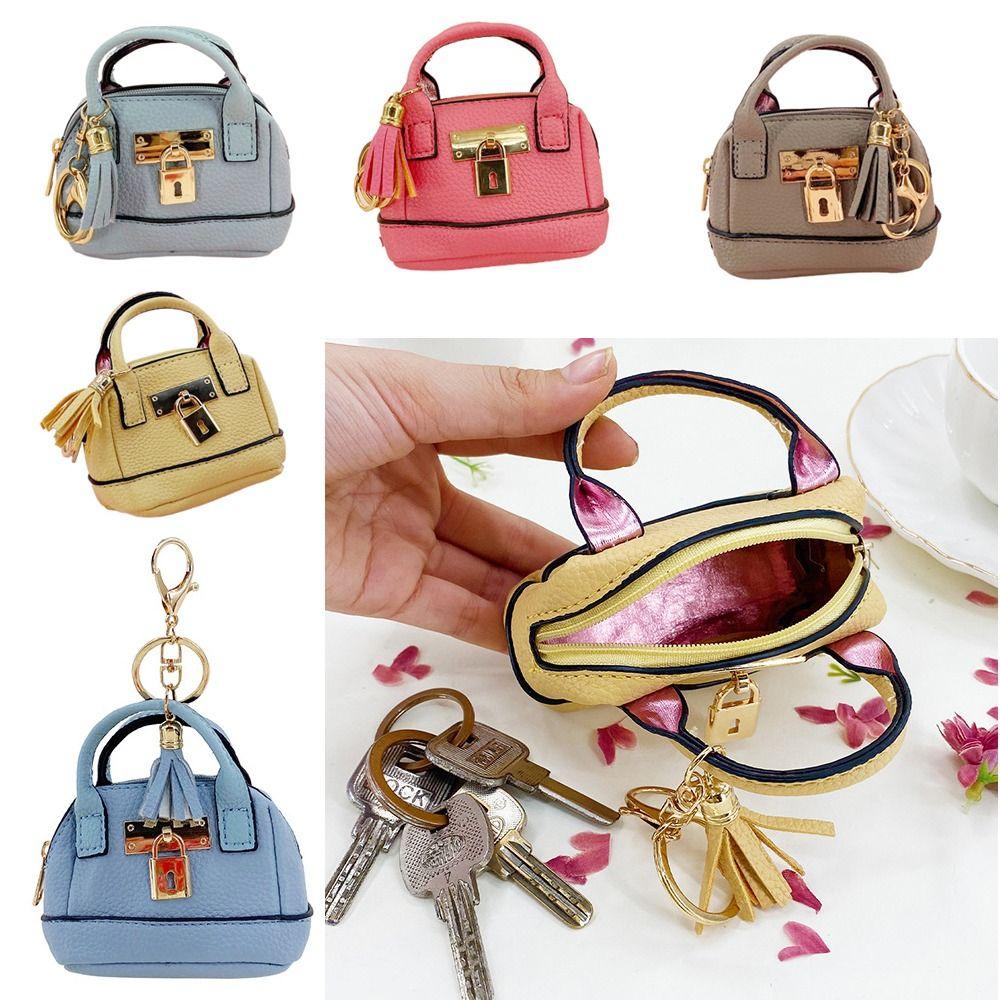 Creative With KeyChain Key Bag Simple PU Leather Mini Storage Pouch Multifunction Gift Coin Purse Wallet