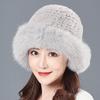 Warm Fashion Lady's Winter Top Quality Fur Hats with Real Fox Fur Real Rex Rabbit Fur Hat Thickened Real Fur Cap