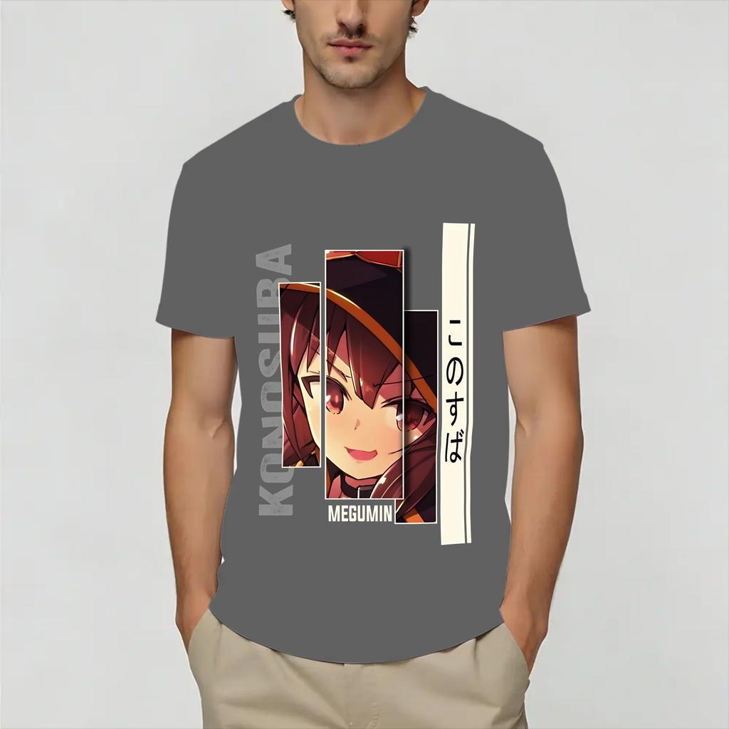Megumin KonoSuba T Shirt for Unisex Pure Cotton Funny TShirts Crewneck Tees Short Sleeve Tops Gift Idea