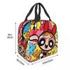 P-PowerPuffs GIRLS Insulated Lunch Bag Cartoon Anime Storage Food Box Portable Thermal Cooler Bento Box For Picnic