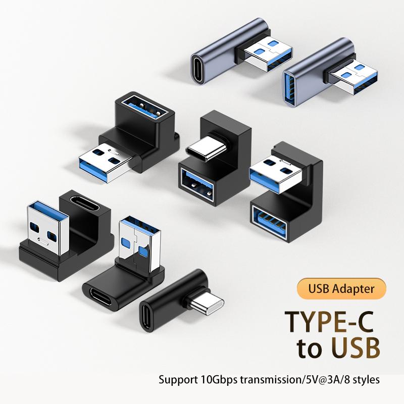 180 Degree Elbow USB C Adapter Type C USB C OTG To USB Converter U Shape USB-C 3.0 Connector for Computer Phone Tablet Adapter 3