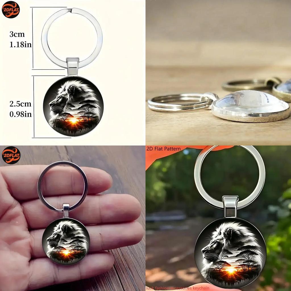 Lion Pattern Keychain With Silver Finish For Holiday Gifts