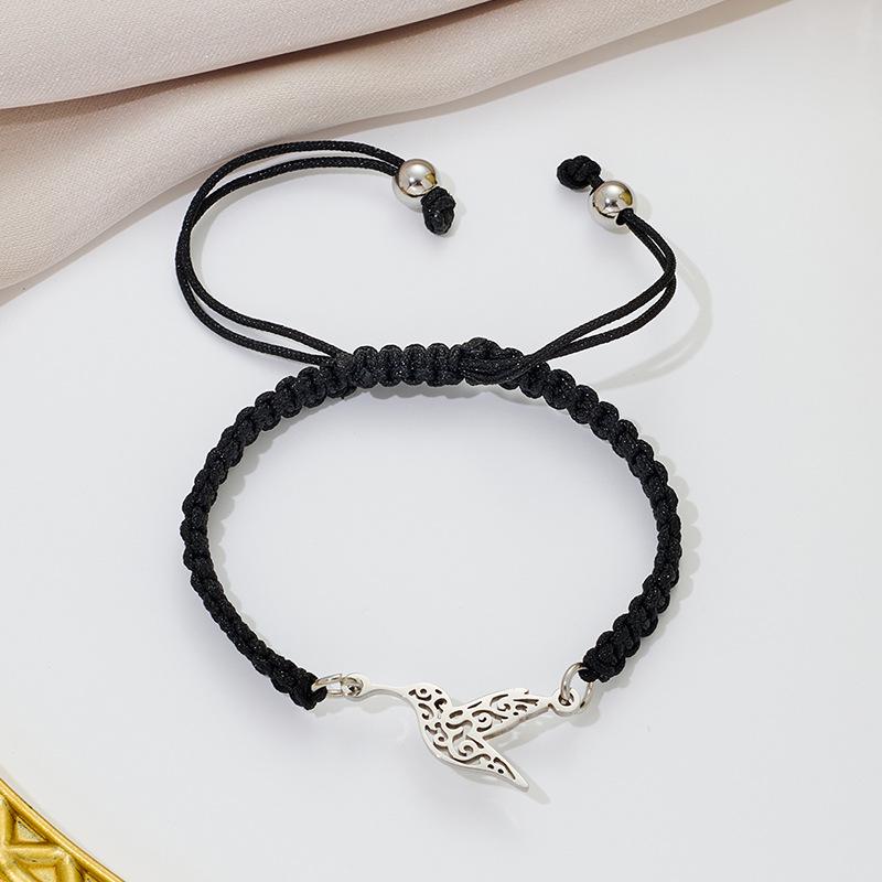 

Нишевая серия «Милые животные»: Плетеный браслет с подвеской из нержавеющей стали в виде голубя и колибри