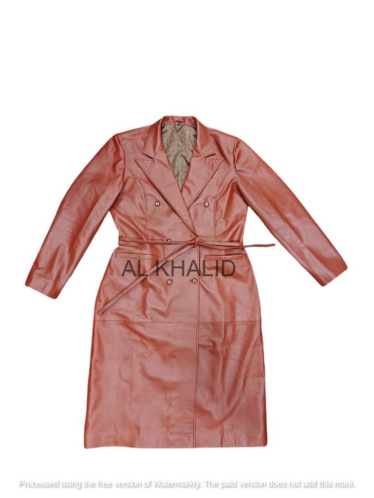 Piele de miel Lucrat manual Lung De petrecere Elegant Femei Maro Palton trenci Piele Adevărată