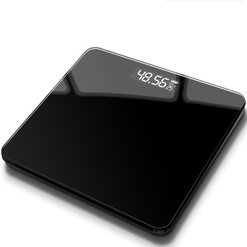 Husholdningsgulv kroppsvekt Svart batteridrevet herdet glass LCD-skjerm Digital veiing Baderoms treningsvekt 180 kg 26 cm