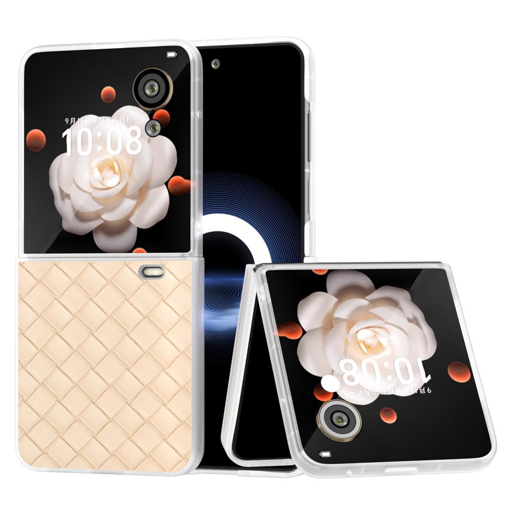 For Honor Magic V Flip 5G Case Woven Texture Matte Edge Leather+PC Phone Cover