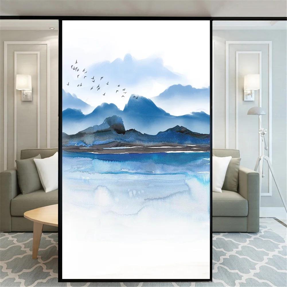 

Static Cling Privacy Window Film Decorative Landscape Painting Window Coverings Glass Sticker for Home (as the picture,40x60cm WxH)