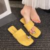 Korean Version Trendy Cover Toe Cool Slippers Women's Outer Wear Summer 2025 French Solid Color Thin New Flat Bottom Fashion with Skirt