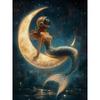 Fantasy Mondsichel Leinwandbild für Wohnzimmer Heimdekoration Mond am Sternenhimmel Poster Druck Abstrakte Wandkunst