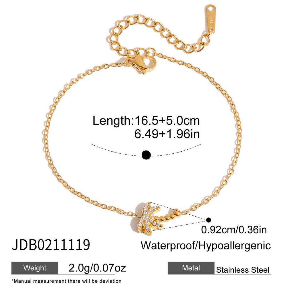Quiet Chic Animal Resort Style 18K Gold Stainless Steel Zircon Ocean-Style Women's Bracelet Light Luxury High-End Cross-Border