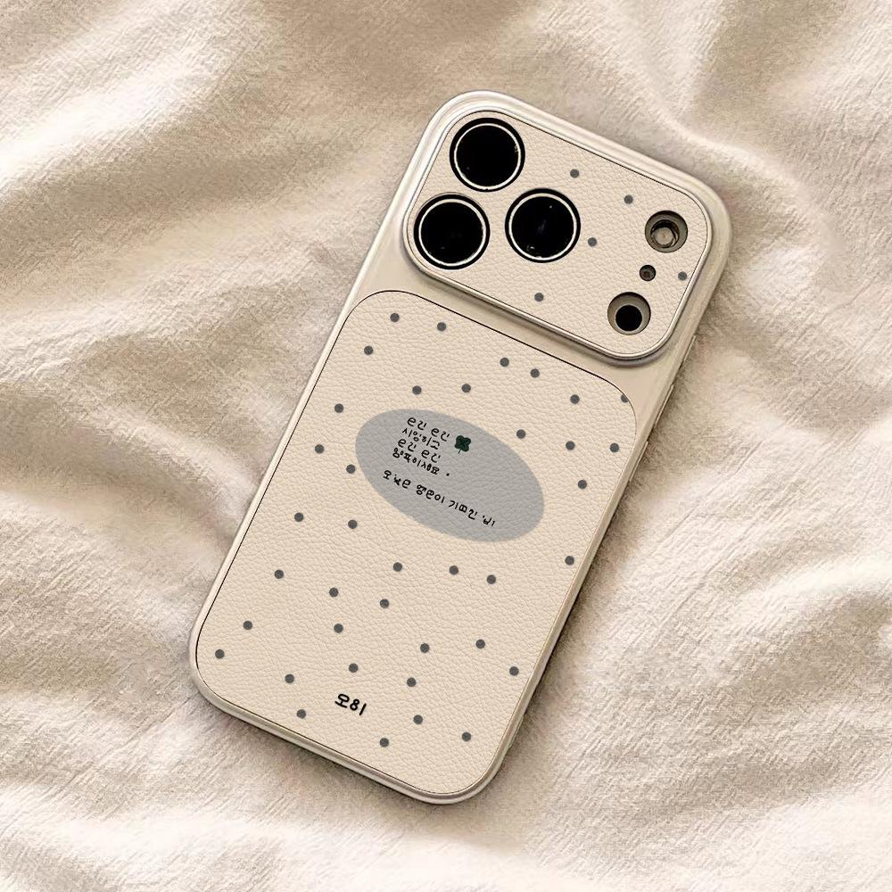 English Small Polka Dot Is Suitable for iPhone17 Soft Case Sticker Leather Mobile Phone Case 15pro/16/13pro Fashion 14pro