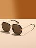 1Pc French Retro Octagonal Tortoiseshell Women's Sunglasses with High-End Metal Temples, Trendy, Vacation-Friendly, Uv Protectio