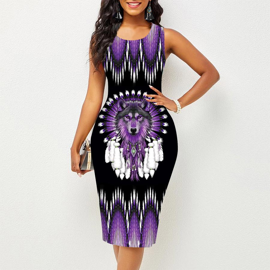 Women's Dress Sling Summer Fierce Wolf Print Dresses Tight Sleeveless Slim Fit Sexy Fashion Top Clothing