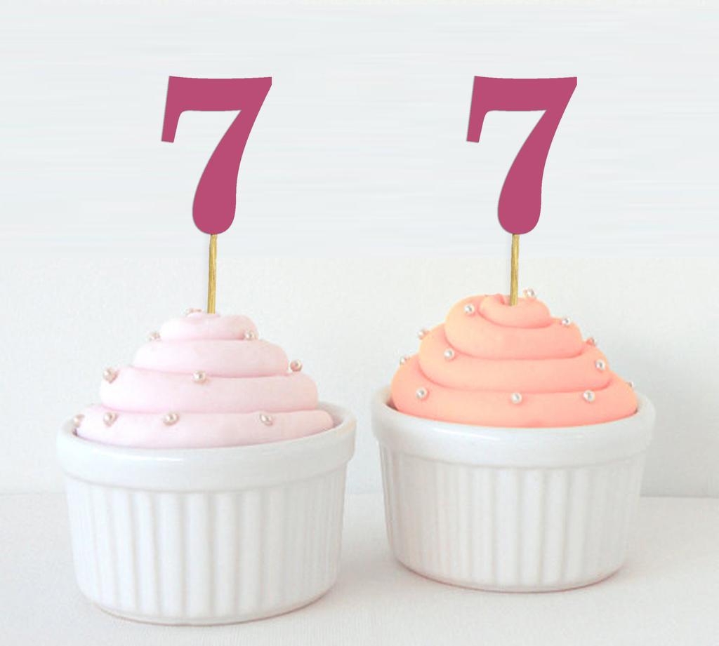 Darling Souvenir| Number 7 Birthday Year Cupcake Toppers| Birthday  Anniversary Party Dessert Decorations - Pack Of