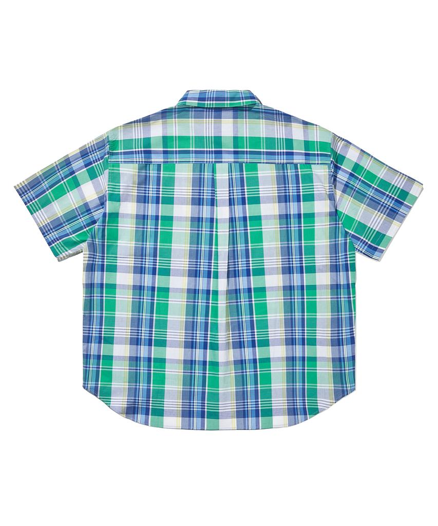 SOUNDSLIFE [Japan Fabric] Back Loop Short Sleeve Check Shirt Blue