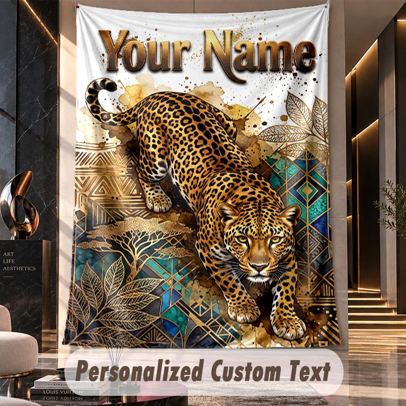 Lion Tiger (5) Theme Custom Tapestry Personalized Custom Name Text Wall Hanging Tapestry Home Decor Background Cloth