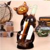 Stylish Wrought Iron Cat Wine Rack Ornament
