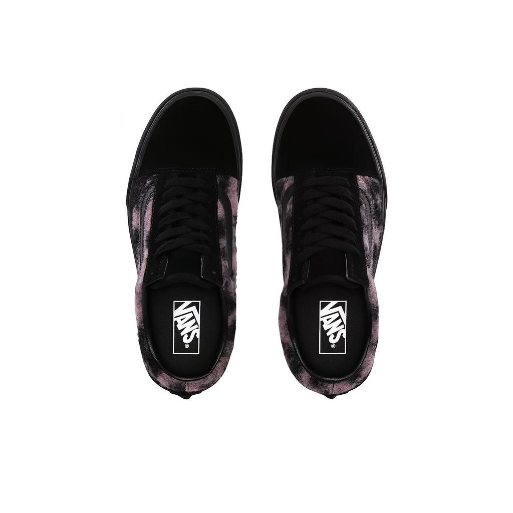 Vans Old Skool Mix Leopard Plateau Batik Dicke Sohle Lässige Low-Top Skateschuhe Damen Sneaker Schwarz Lila VN0A3B3UTRE