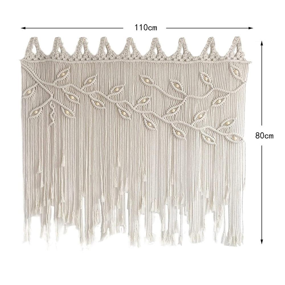 Macrame Wall Hanging Boho Handmade Woven Tapestry Leaf Pattern Tassels Wall Decor Curtain Home Decoration For Living Room Bedroom Wedding Party