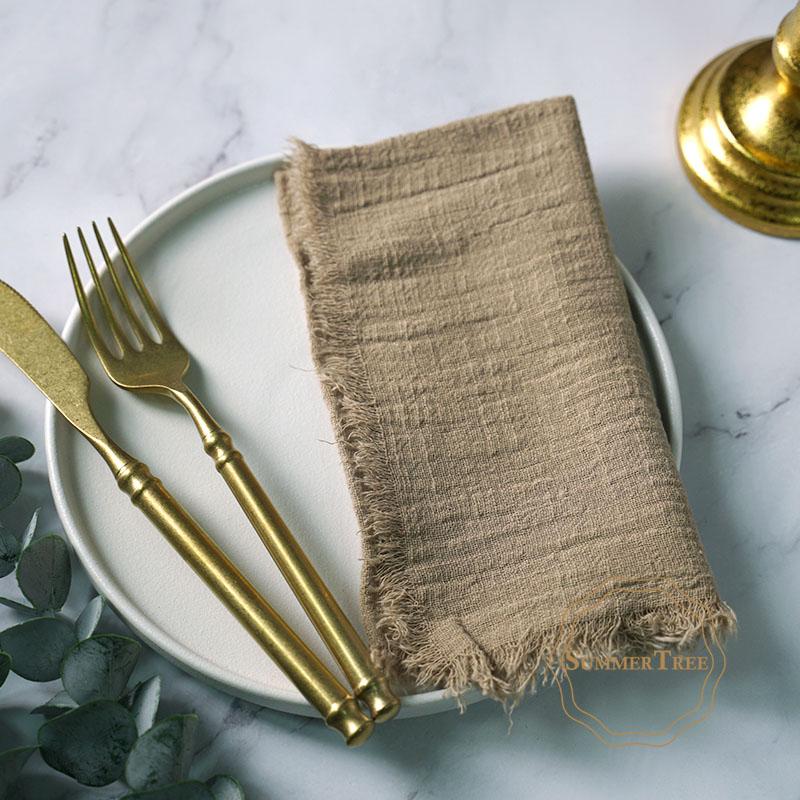 20PCS Napkins 41x41CM Cotton Cloth Gauze Retro Burr Rustic Kitchen Tea Towel Wedding Party Dinner Christmas Napkin Table Decor