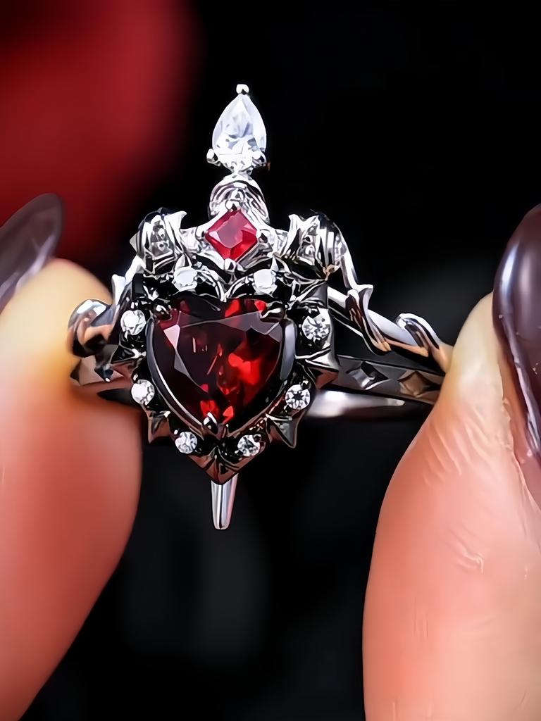 Can Be Assembled Heart and Sword Rings for Women Men Couple Silver Gold Color Adjustable Open Ring Fashion Jewelry