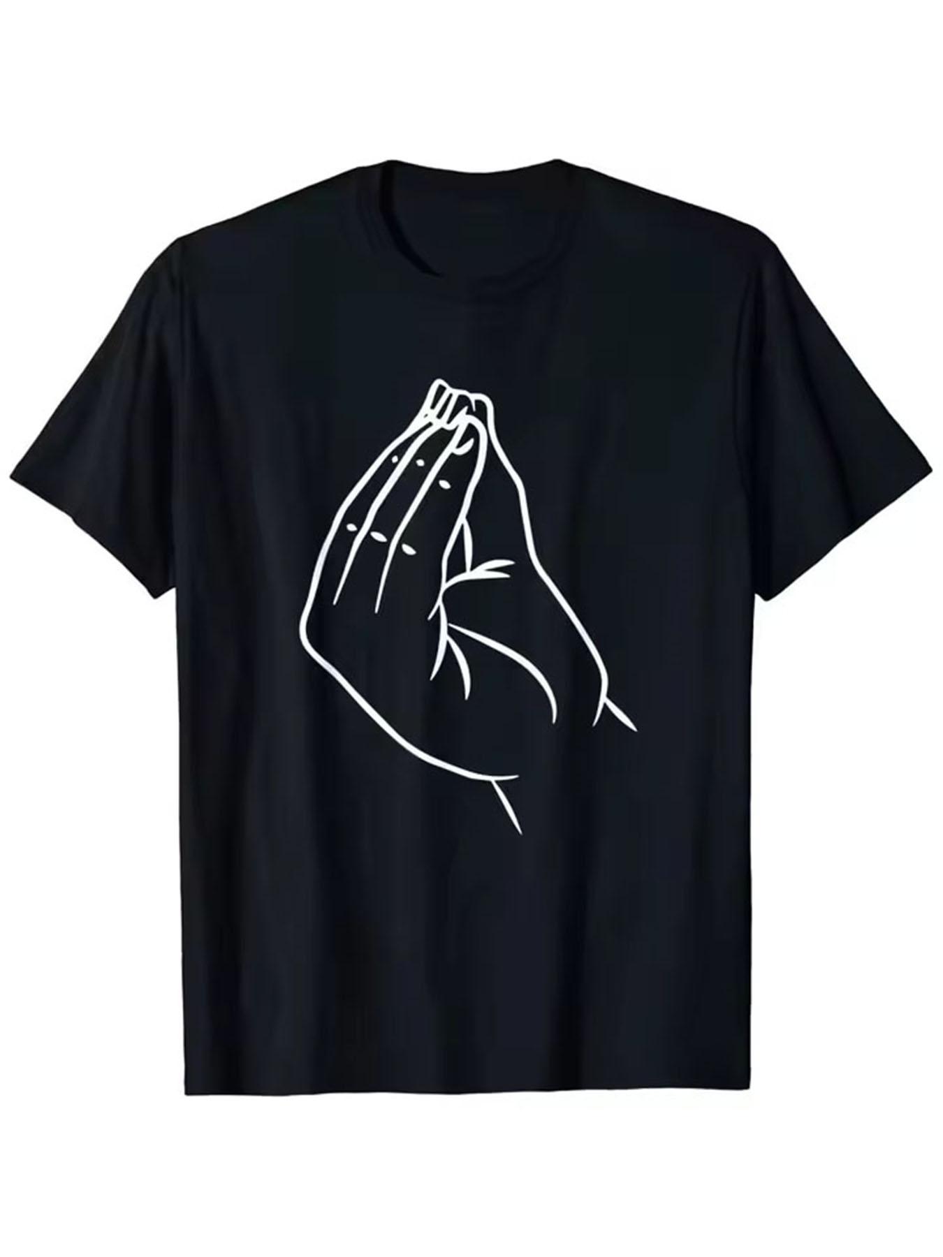 Italian Hand Gesture Meme T-Shirt - White Line Drawing, All-Season Comfort Tee S