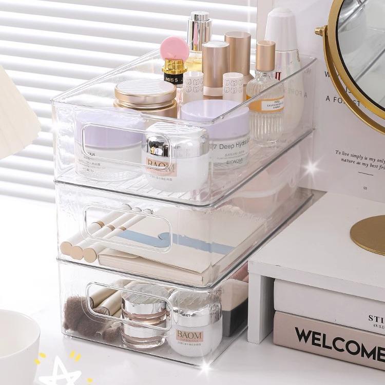 Transparent Acrylic Cosmetic Storage Box for Desktop and Skincare Essentials