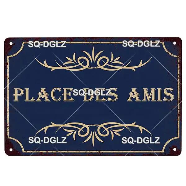 

Винтажная французская ретро металлическая жестяная табличка Франция Место Табличка для бара паба клуба настенный декор Декоративная железная расписная тарелка 20x30cm