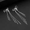 VENTFILLE 925 Sterling Silver Bowknot Clip Earring for Women Hollow Out Tassels Ins Versatile Geometry Jewelry Gift Dropshipping