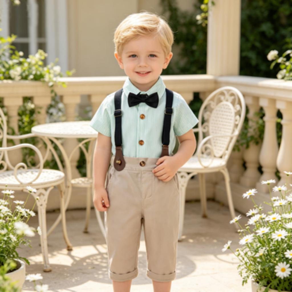 Boys' Multicolor Striped Bearer Suit Set for Fall Weddings