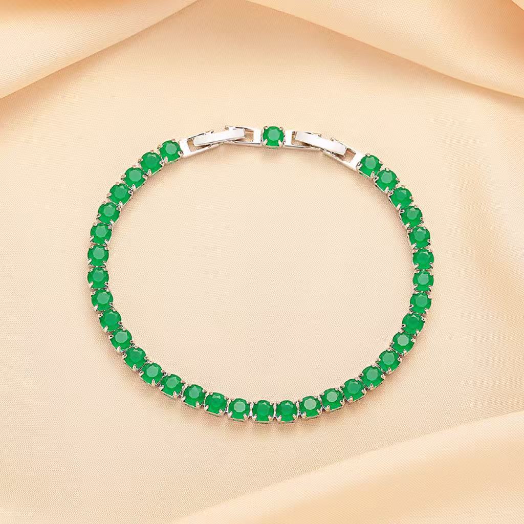 

Браслет из зеленого циркона 4 мм, модный стиль инс
