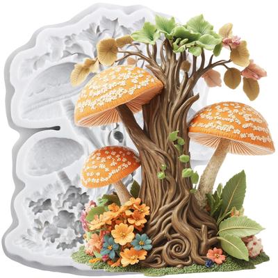 Moule en Silicone Arbre Champignon Moules Fondant Champignon Outils de Décoration de Gâteau Topper Cupcake Bonbon Pâte à Sucre Pâte Polymère